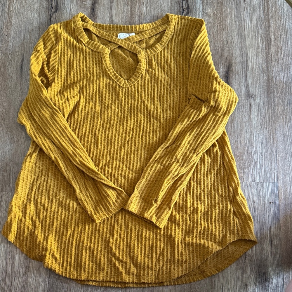 Golden Long Sleeve Textured Top